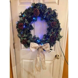 Handmade Large Light Up Garland Pinecone Wreath